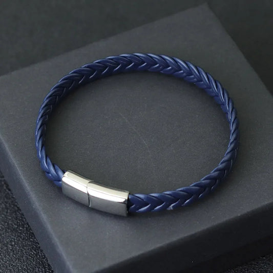Bracelet en cuir pour homme, bracelet en acier inoxydable inaltérable, bracelet de surf, cadeau pour mari, bijoux tressés pour homme