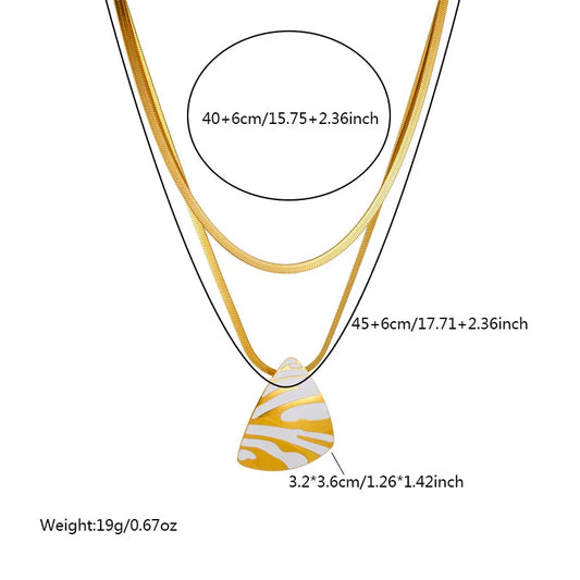 Ensemble collier, boucles d'oreilles et bague DIEYURO en acier inoxydable 316L à rayures blanches de tigre, pour femmes et jeunes filles. Un cadeau idéal pour les fêtes !