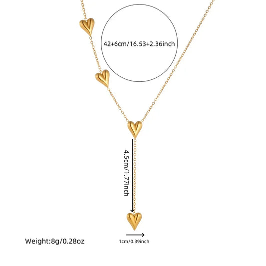 Bracelet/collier DIEYURO en acier inoxydable 316L, forme cœur, couleur or, bijou délicat et élégant pour fille.