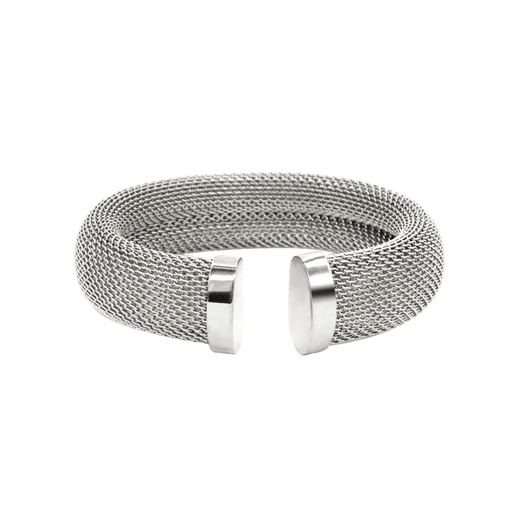 Bracelet jonc ouvert tendance en acier inoxydable 304L, plaqué or 18 carats, largeur 12 mm et épaisseur 16 mm. Bijou de poignet.