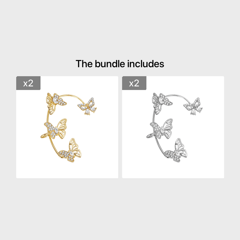 Boucles d'oreilles papillon élégantes pour femmes - Crochets d'oreilles sans perçage, accents de pierres précieuses synthétiques, bijoux de tous les jours et de cérémonie pour les fête, beige clair, accessoires de fête.