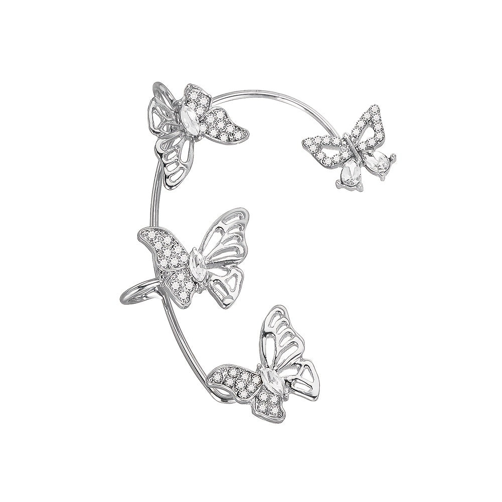 Boucles d'oreilles papillon élégantes pour femmes - Crochets d'oreilles sans perçage, accents de pierres précieuses synthétiques, bijoux de tous les jours et de cérémonie pour les fête, beige clair, accessoires de fête.