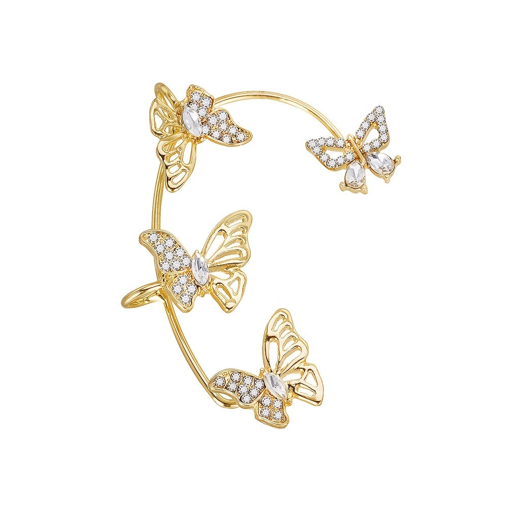 Boucles d'oreilles papillon élégantes pour femmes - Crochets d'oreilles sans perçage, accents de pierres précieuses synthétiques, bijoux de tous les jours et de cérémonie pour les fête, beige clair, accessoires de fête.