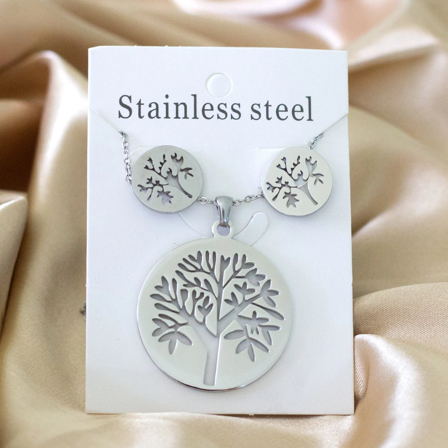 LUXUKISSKIDS Grandes Breloques Arbre de Vie Dubaï Ensembles de Bijoux Dorés pour Femme/Homme Hippie Ensemble Pendentif Rond Collier Boucles d'Oreilles Punk