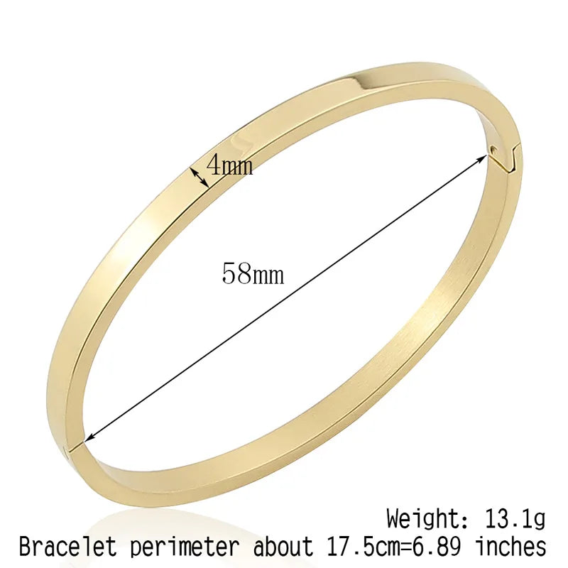 Bracelet jonc ovale tendance en acier inoxydable pour femme et enfant, bijou à breloques, cadeau idéal pour les fêtes, mariages et autres occasions spéciales. Vente en gros.