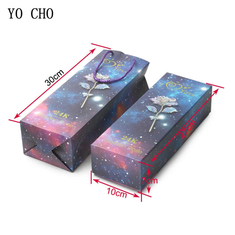 Rose artificielle YO CHO plaquée or 24 carats, rose en feuille d'or 24 carats, coffret Galaxy, cadeau créatif pour anniversaire, Saint-Valentin, fête des mères, Noël