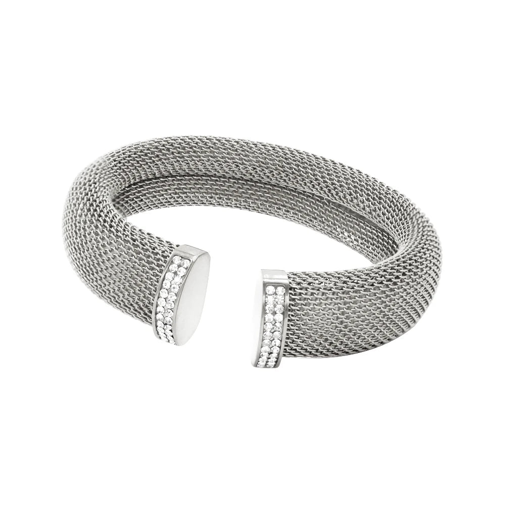 Bracelet jonc ouvert tendance en acier inoxydable 304L, plaqué or 18 carats, largeur 12 mm et épaisseur 16 mm. Bijou de poignet.