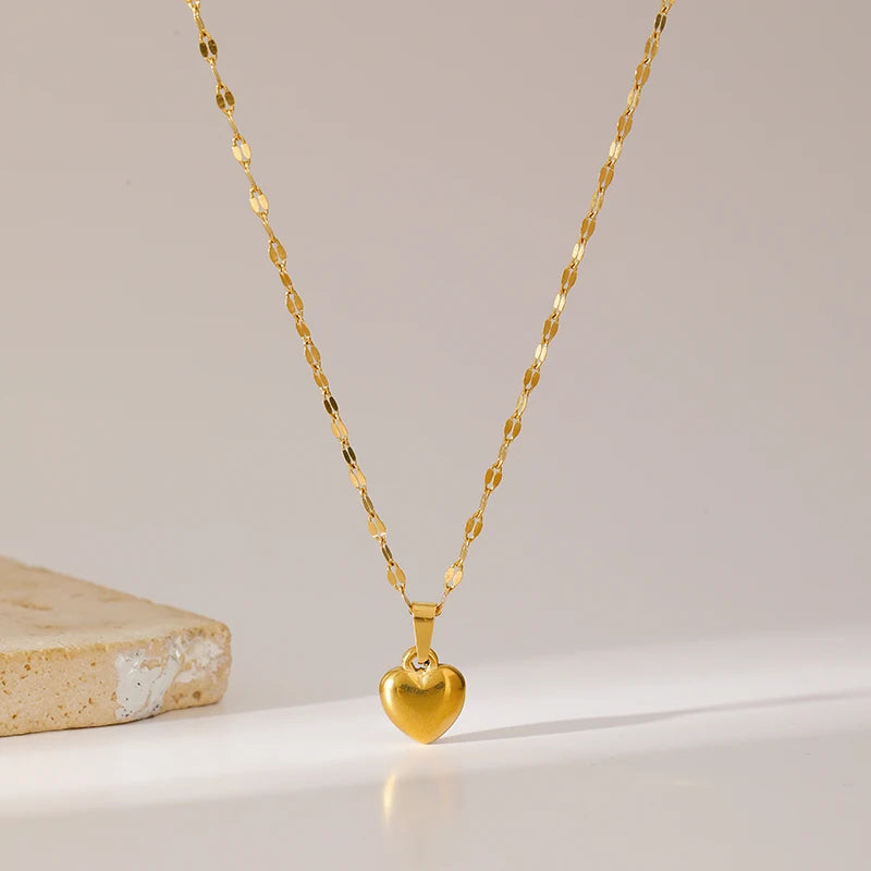 Ensemble collier, bracelets et boucles d'oreilles EILIECK en acier inoxydable 316L, motif cœur et plaqué or 18 carats, style tendance et étanche.