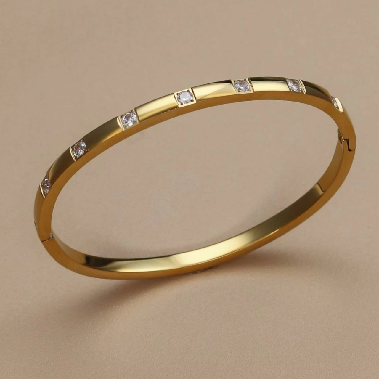 Bracelet empilable en acier inoxydable doré avec incrustation carrée de zircon cubique C8, bijou pour femme