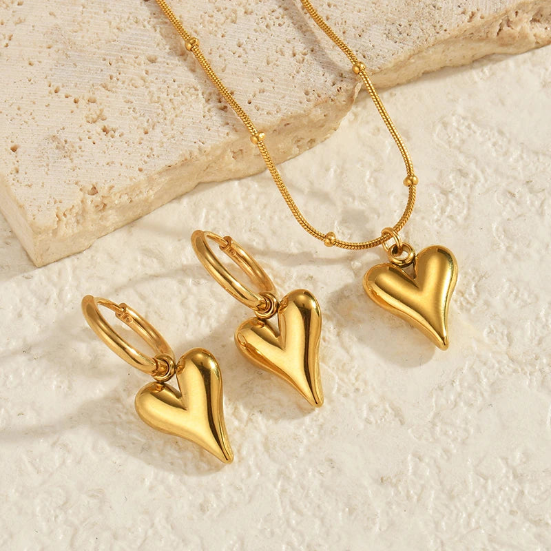 Ensemble collier et bracelet pendentif vintage en acier inoxydable 316L marron à perles, tendance pour femme, cadeau original et étanche.