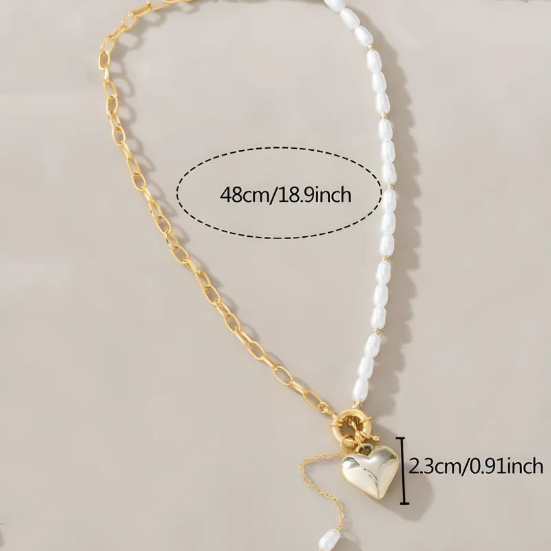 Collier pendentif cœur CCB tendance et élégant, chaîne en fausses perles géométriques, bijou unique pour femme, collier de mode Saint-Valentin en gros