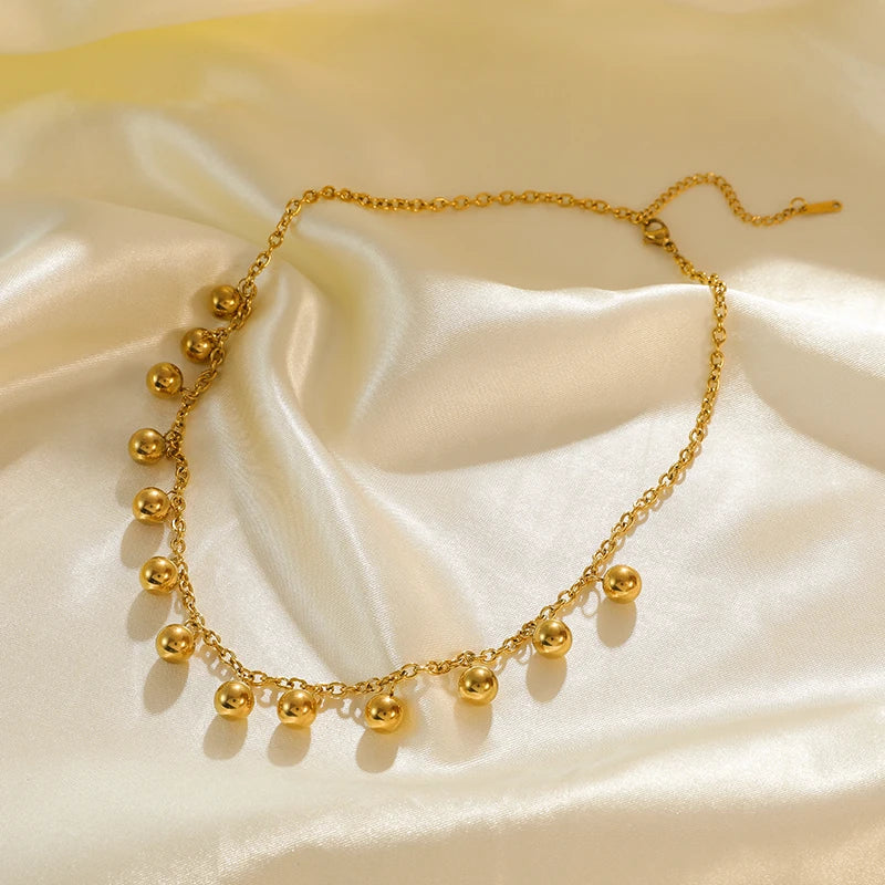 Collier ras du cou EILIECK en acier inoxydable 316L couleur or avec pendentif en perles creuses, inaltérable, idéal pour les cadeaux de fêtes.