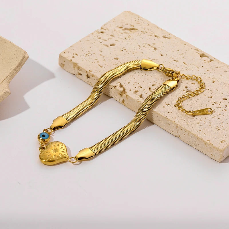 Bracelet EILIECK en acier inoxydable 316L couleur or pour femme, style simple, chaîne à maillons, bijou tendance et inaltérable, cadeau idéal