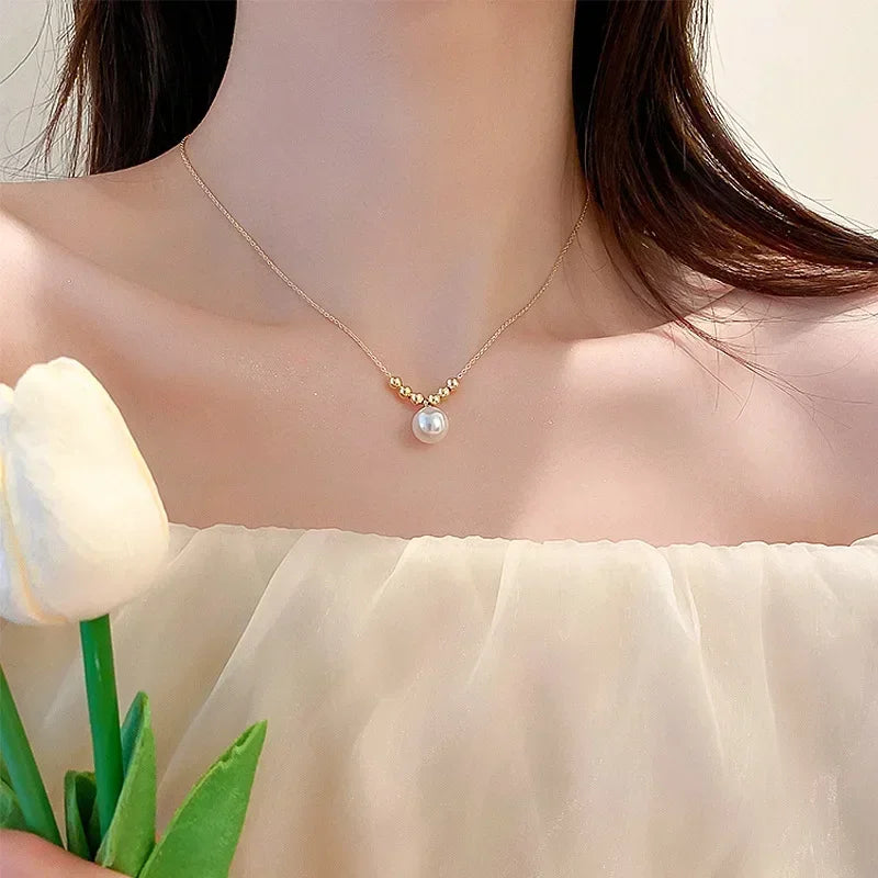 Collier pendentif goutte d'eau en acier inoxydable doré, style Europe et Amérique, bijou de clavicule pour femme