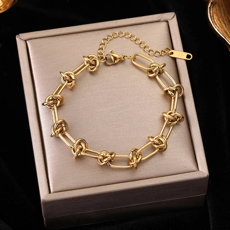 Bracelet EILIECK en acier inoxydable 316L couleur or pour femme, style simple, chaîne à maillons, bijou tendance et inaltérable, cadeau idéal