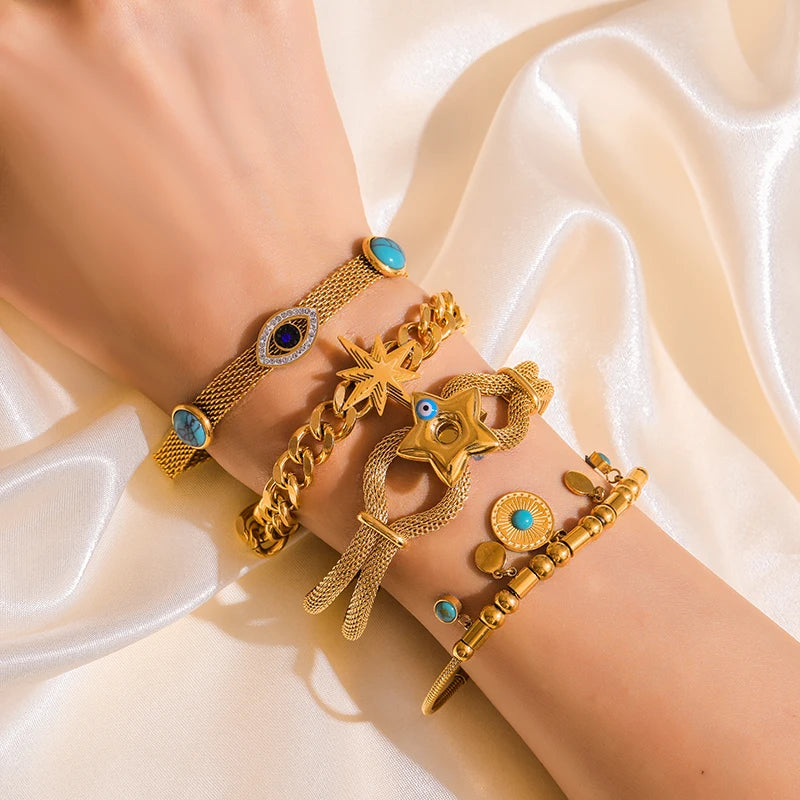 Bracelet EILIECK en acier inoxydable 316L couleur or pour femme, style simple, chaîne à maillons, bijou tendance et inaltérable, cadeau idéal