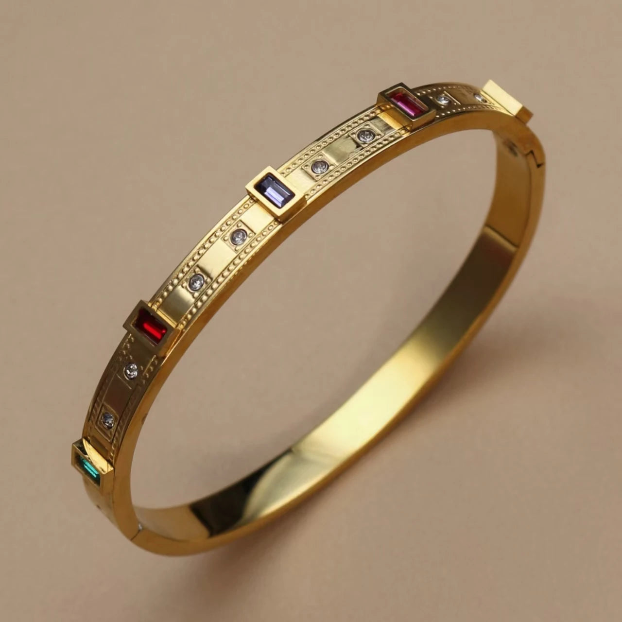 Bracelet empilable en acier inoxydable doré avec incrustation carrée de zircon cubique C8, bijou pour femme