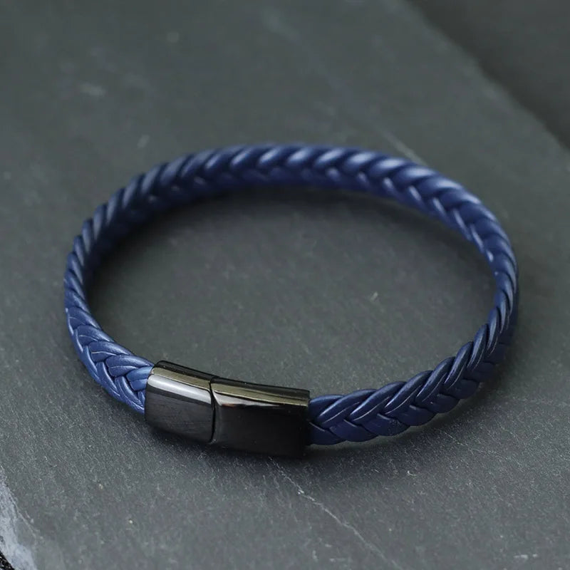 Bracelet en cuir pour homme, bracelet en acier inoxydable inaltérable, bracelet de surf, cadeau pour mari, bijoux tressés pour homme