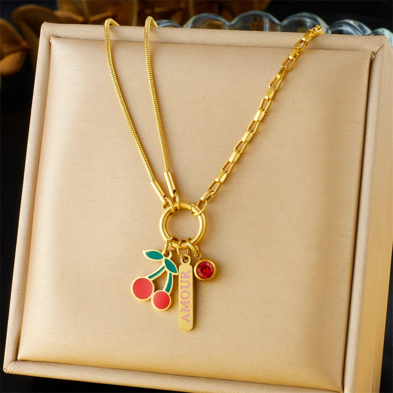 Collier DIEYURO en acier inoxydable 316L, Arbre de Vie, Fleur de Perle et Cristal, Nouveau Bijou Tendance pour Femme, Idée Cadeau de Noël