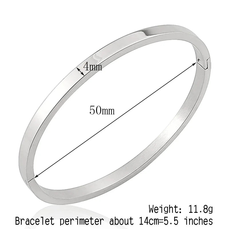 Bracelet jonc ovale tendance en acier inoxydable pour femme et enfant, bijou à breloques, cadeau idéal pour les fêtes, mariages et autres occasions spéciales. Vente en gros.