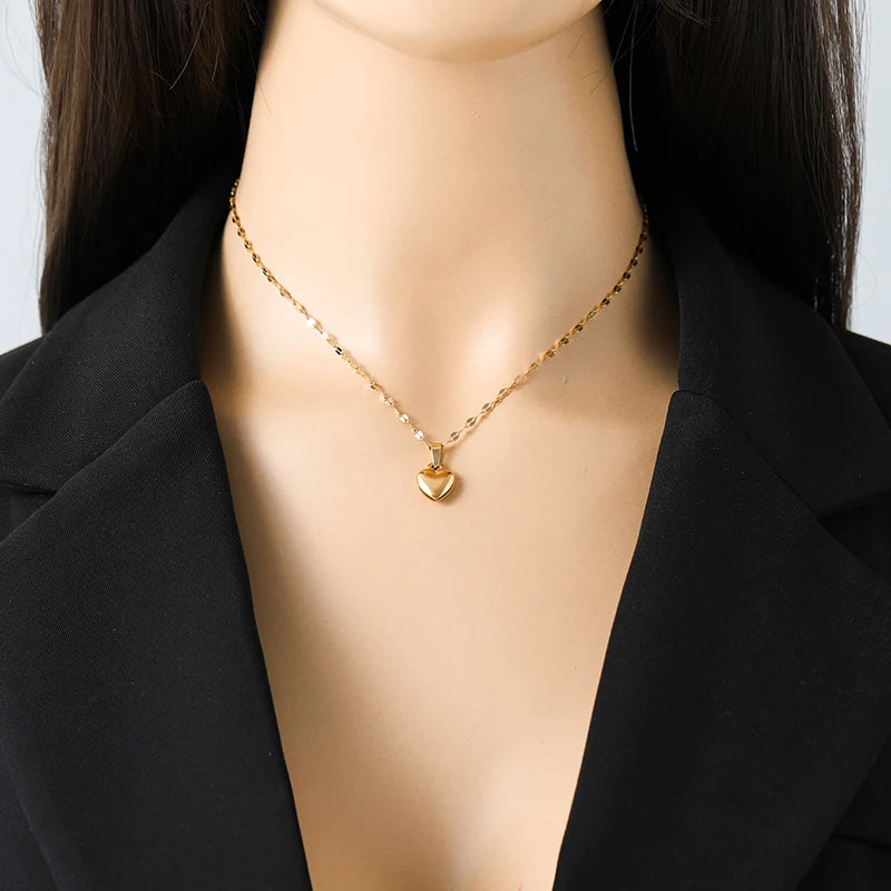 Ensemble collier, bracelets et boucles d'oreilles EILIECK en acier inoxydable 316L, motif cœur et plaqué or 18 carats, style tendance et étanche.