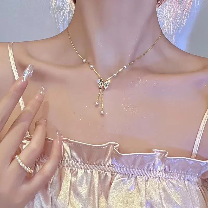 Collier pendentif goutte d'eau en acier inoxydable doré, style Europe et Amérique, bijou de clavicule pour femme