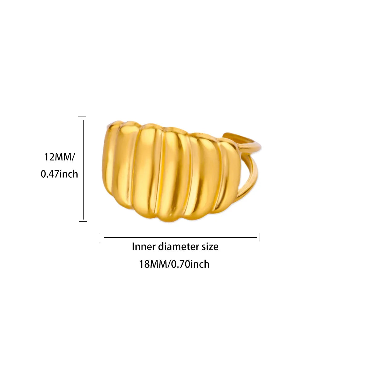 Bague délicate en acier inoxydable doré, ornée de fleurs, pour femme. Élégante et polyvalente, cette bague large est idéale au quotidien.