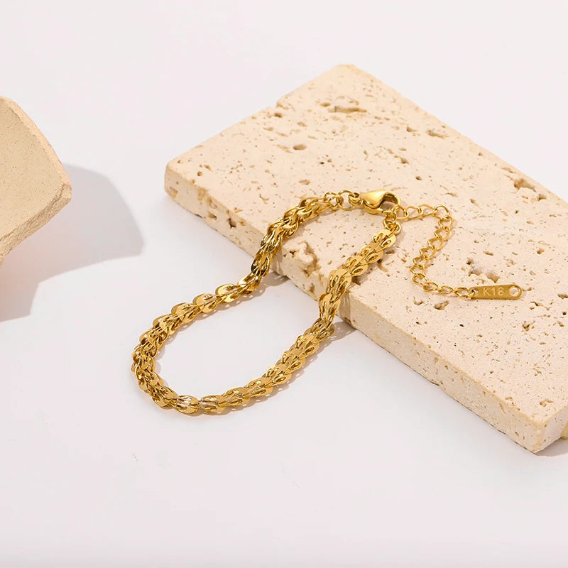 Bracelet EILIECK en acier inoxydable 316L couleur or pour femme, style simple, chaîne à maillons, bijou tendance et inaltérable, cadeau idéal