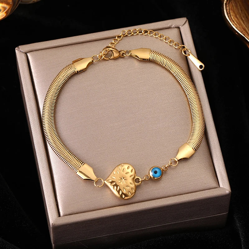 Bracelet EILIECK en acier inoxydable 316L couleur or pour femme, style simple, chaîne à maillons, bijou tendance et inaltérable, cadeau idéal