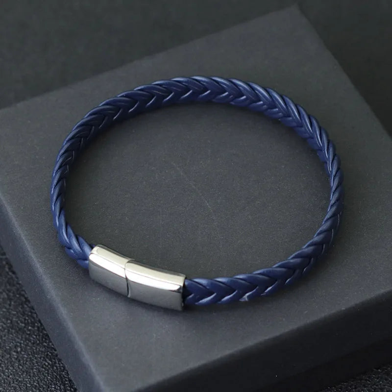 Bracelet en cuir pour homme, bracelet en acier inoxydable inaltérable, bracelet de surf, cadeau pour mari, bijoux tressés pour homme