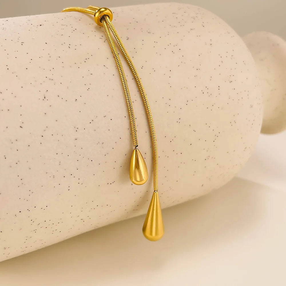 Collier pendentif goutte d'eau en acier inoxydable doré, style Europe et Amérique, bijou de clavicule pour femme