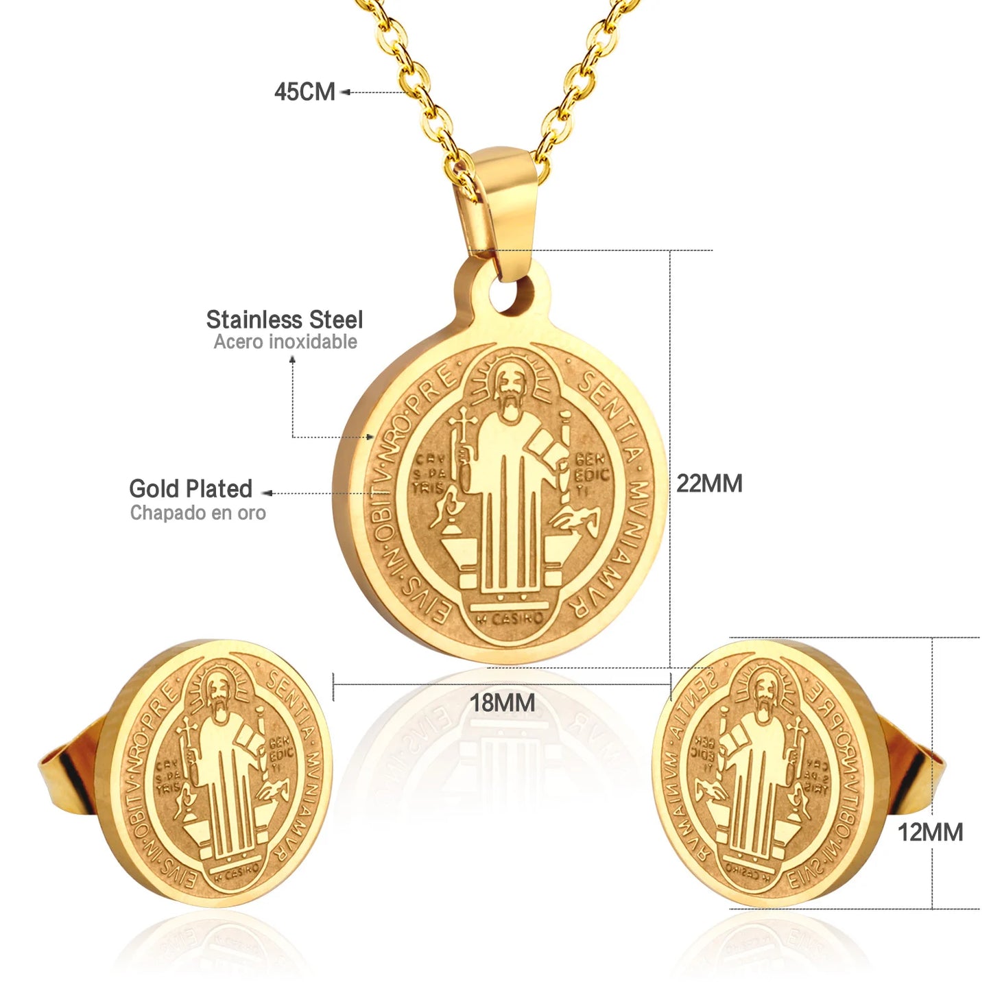 LUXUKISSKIDS Grandes Breloques Arbre de Vie Dubaï Ensembles de Bijoux Dorés pour Femme/Homme Hippie Ensemble Pendentif Rond Collier Boucles d'Oreilles Punk