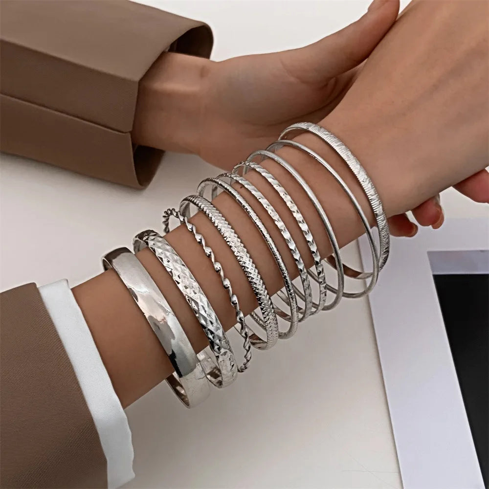 Bracelets tendance en acier inoxydable pour femmes et hommes, style torsadé, couleur or et argent, bijoux tendance streetwear gothiques, idées cadeaux.