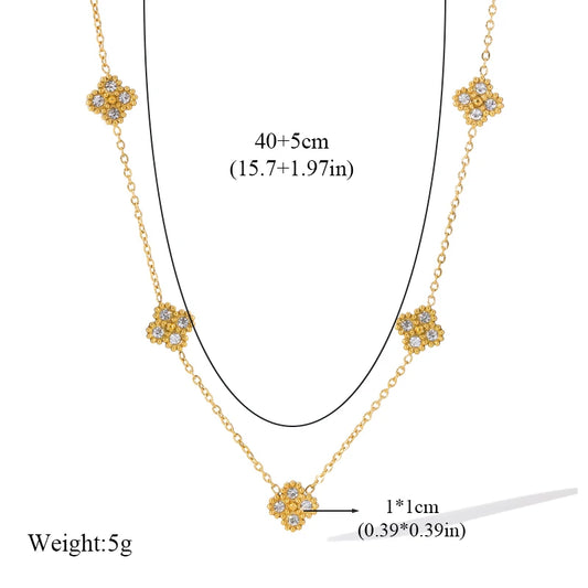 Collier GANEMLY en acier inoxydable 316L avec trèfle et zircon, pour femme, collection 2025, bijou tendance, chaîne de cou étanche, cadeau idéal