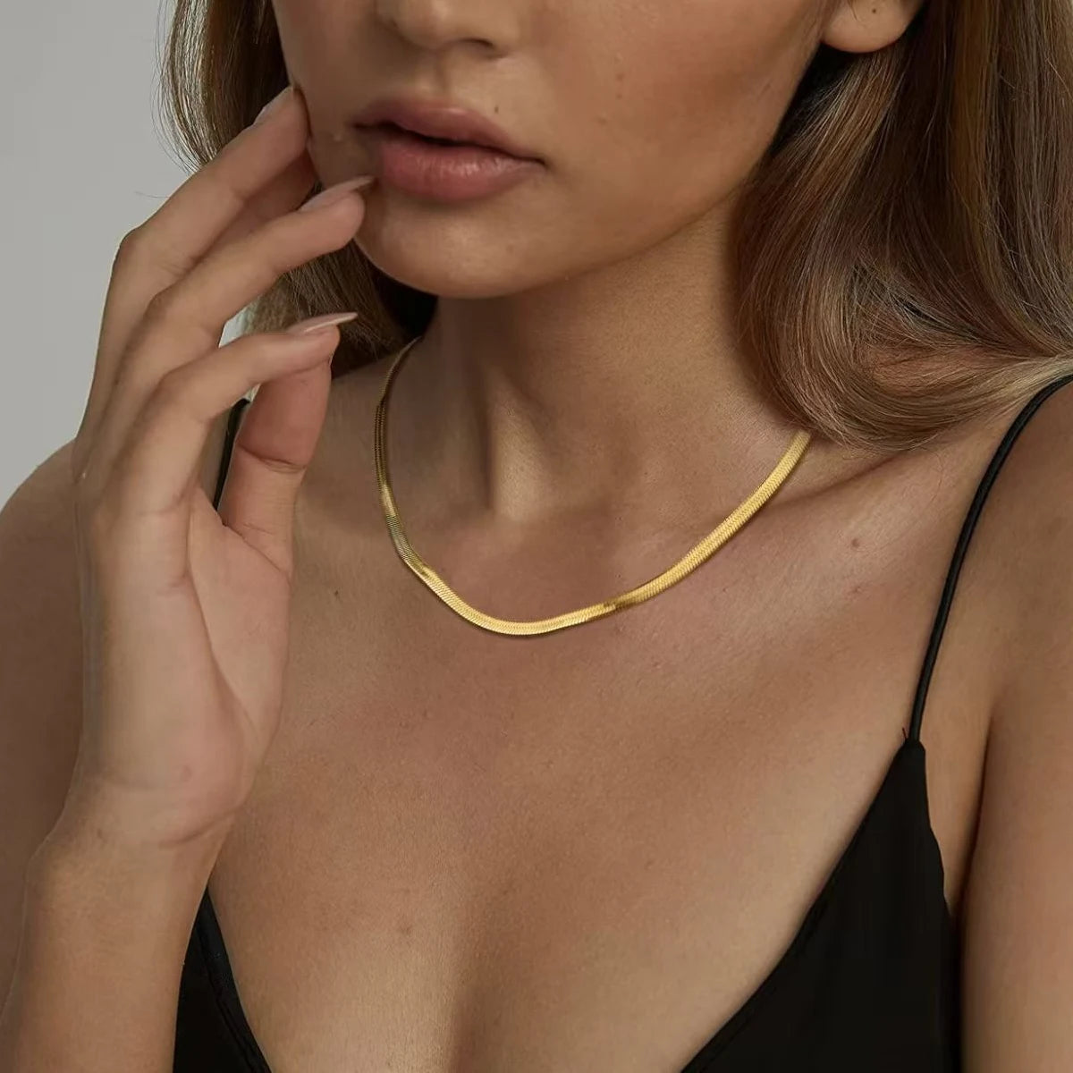 Ensemble collier et bracelet en acier inoxydable pour femme – Bijou de clavicule élégant et minimaliste