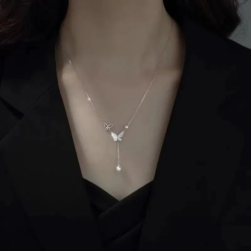 Collier pendentif goutte d'eau en acier inoxydable doré, style Europe et Amérique, bijou de clavicule pour femme