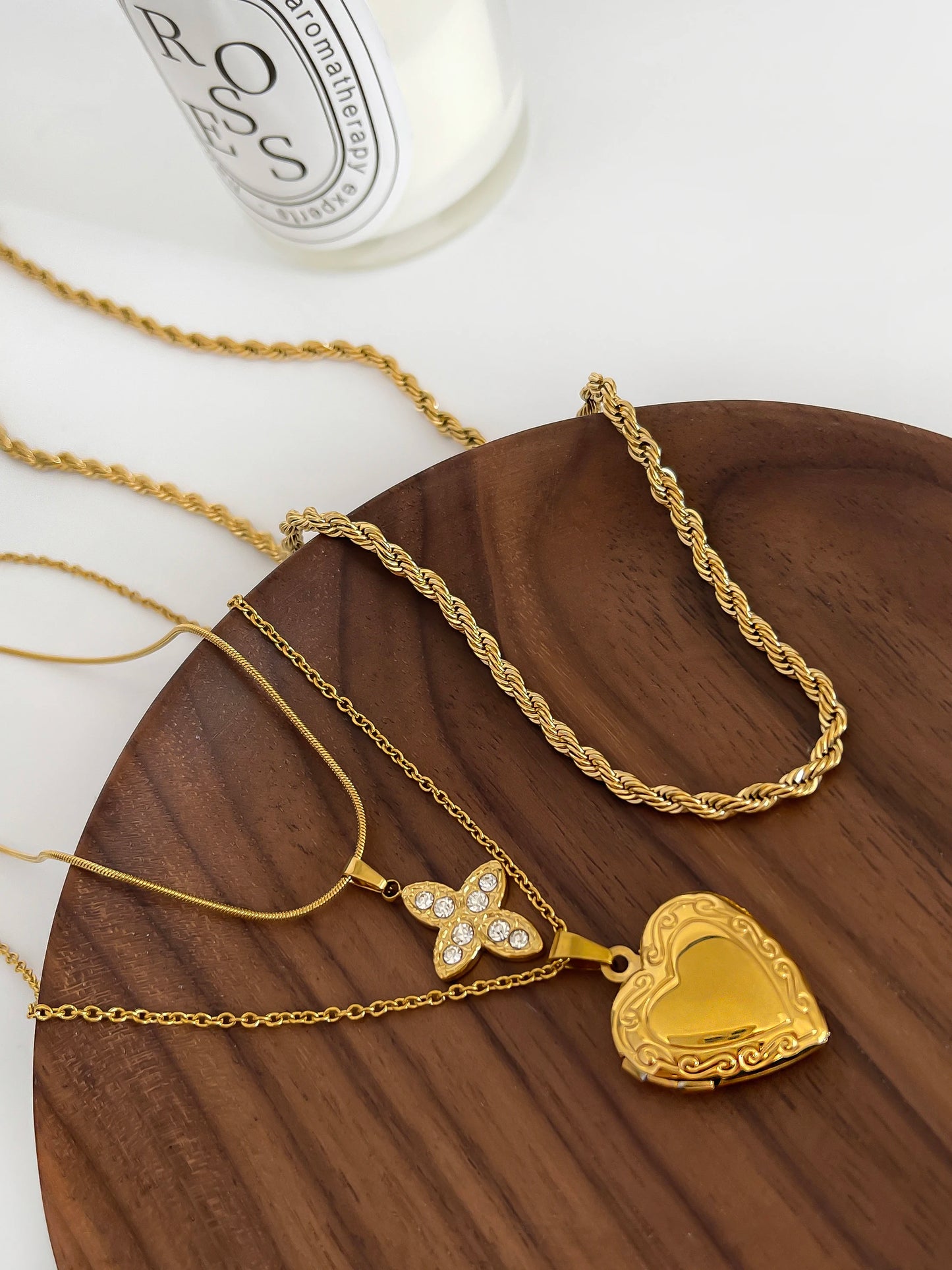 Peri'sbox Collier pendentif cœur croix strass couleur or massif tendance, chaîne torsadée en acier inoxydable, bijou femme