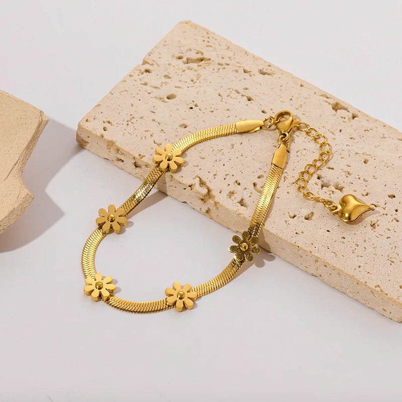 Bracelet EILIECK en acier inoxydable 316L couleur or pour femme, style simple, chaîne à maillons, bijou tendance et inaltérable, cadeau idéal