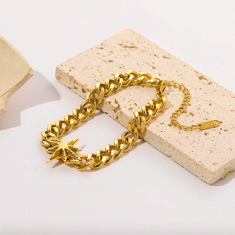 Bracelet EILIECK en acier inoxydable 316L couleur or pour femme, style simple, chaîne à maillons, bijou tendance et inaltérable, cadeau idéal