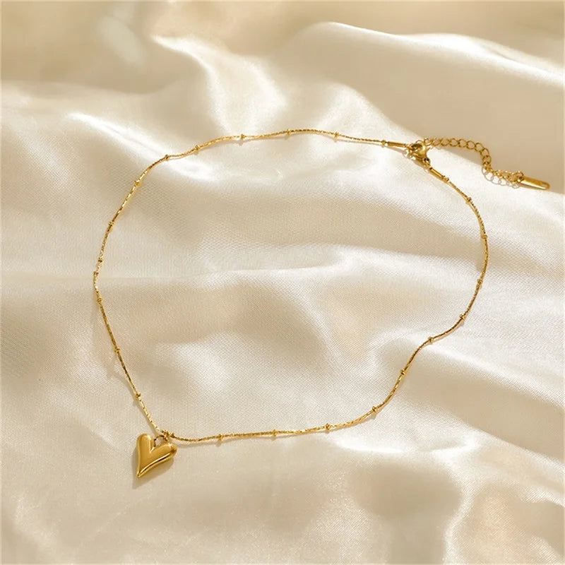 Ensemble collier et bracelet pendentif vintage en acier inoxydable 316L marron à perles, tendance pour femme, cadeau original et étanche.