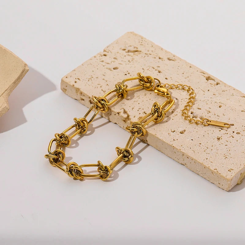 Bracelet EILIECK en acier inoxydable 316L couleur or pour femme, style simple, chaîne à maillons, bijou tendance et inaltérable, cadeau idéal