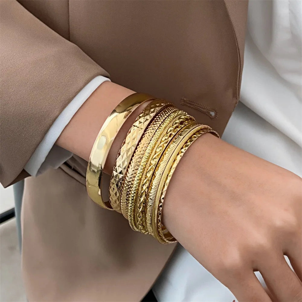 Bracelets tendance en acier inoxydable pour femmes et hommes, style torsadé, couleur or et argent, bijoux tendance streetwear gothiques, idées cadeaux.