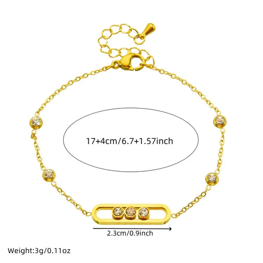 XIYANIKE Ensemble collier, bracelet et boucles d'oreilles en acier inoxydable 316L, forme rectangulaire arrondie, orné de cristaux blancs mobiles. Idée cadeau pour femme.