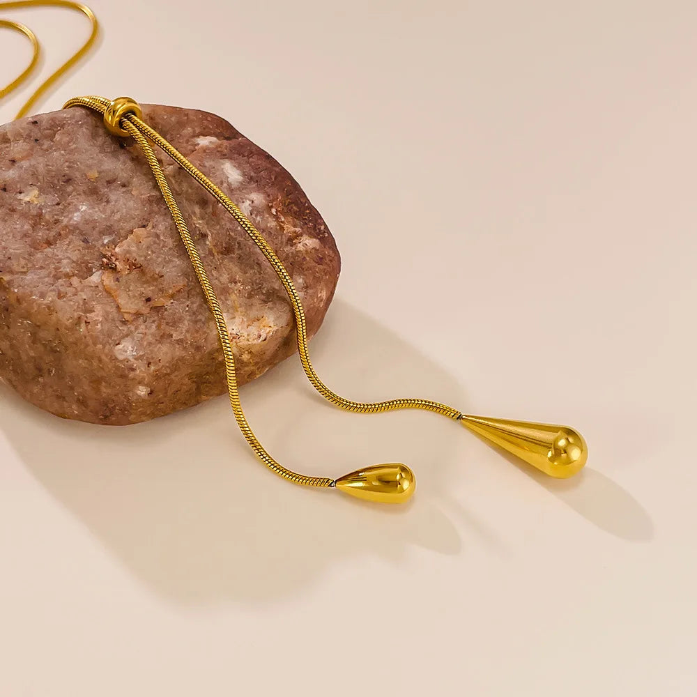 Collier pendentif goutte d'eau en acier inoxydable doré, style Europe et Amérique, bijou de clavicule pour femme