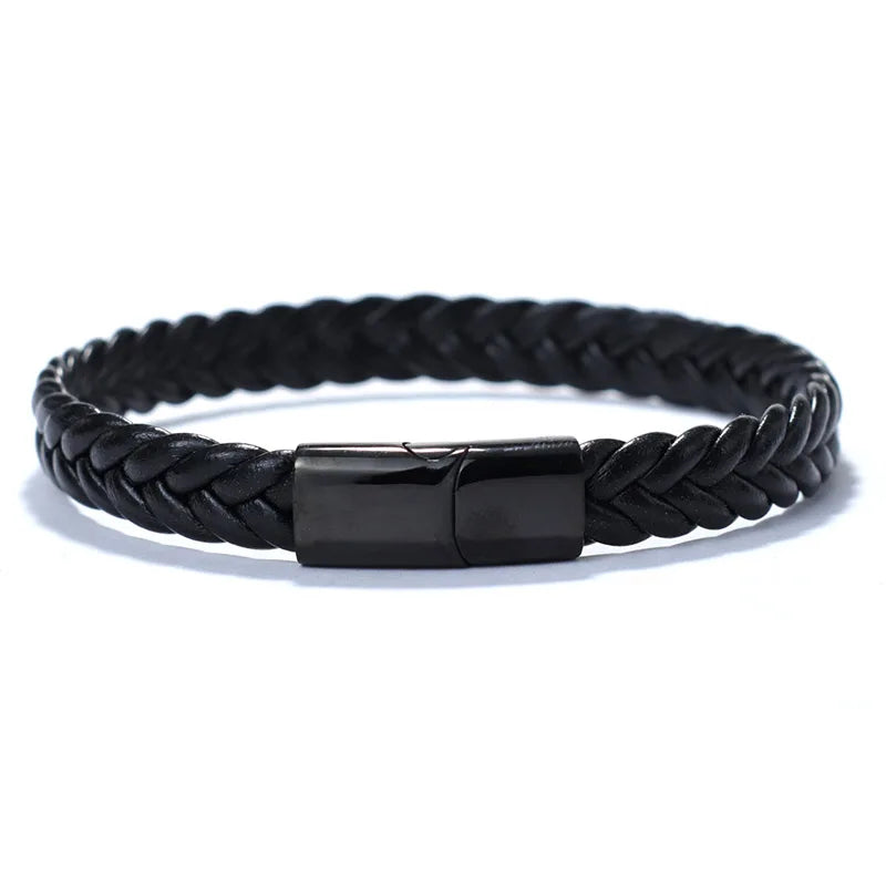 Bracelet en cuir pour homme, bracelet en acier inoxydable inaltérable, bracelet de surf, cadeau pour mari, bijoux tressés pour homme
