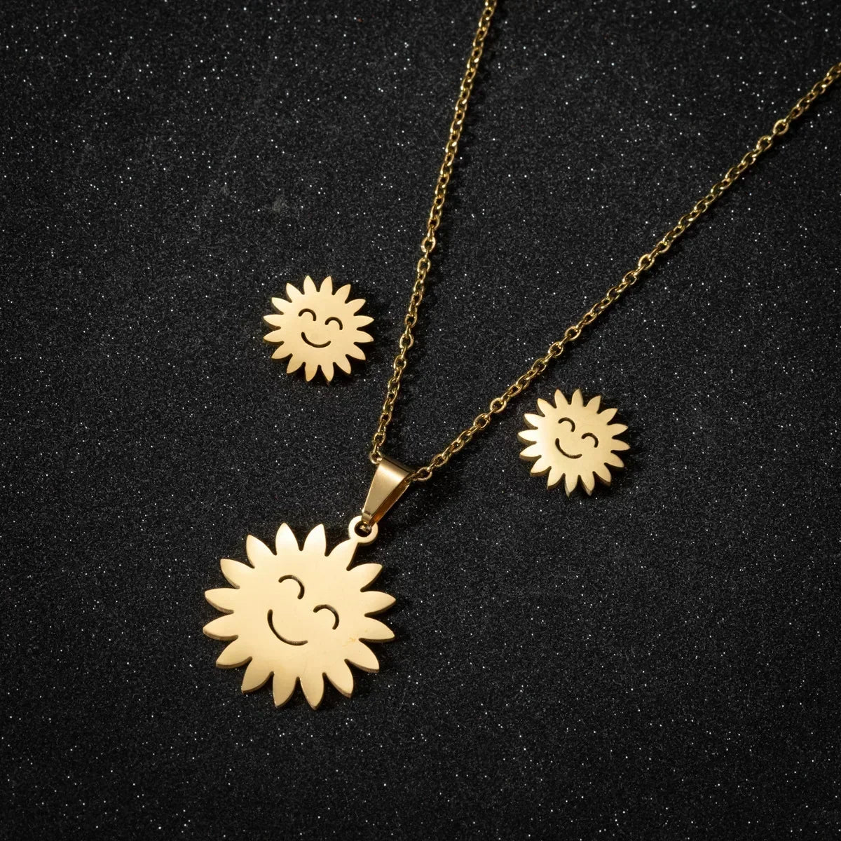 Lot de 20 pièces en acier inoxydable doré avec pendentif cœur, fleur et croix (collier, boucles d'oreilles, etc.) pour femmes (vente en gros).