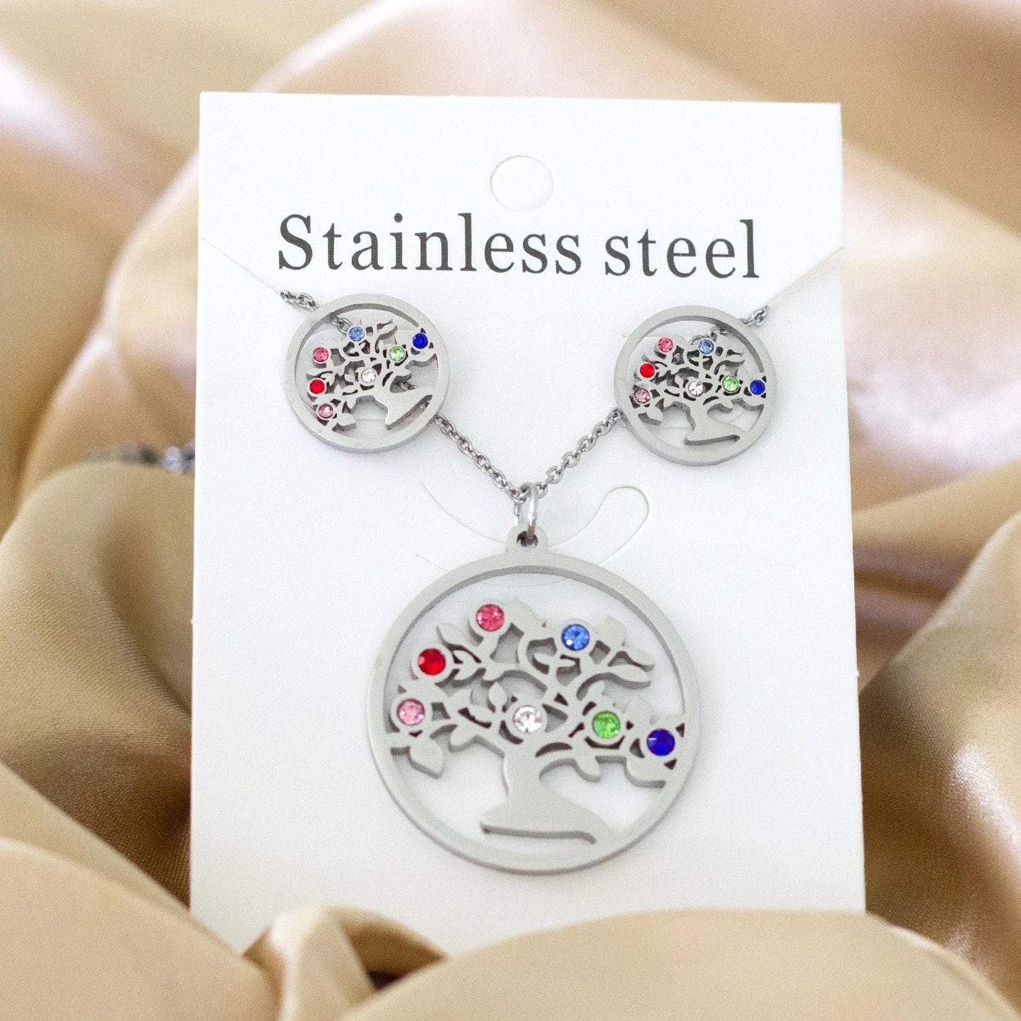 LUXUKISSKIDS Grandes Breloques Arbre de Vie Dubaï Ensembles de Bijoux Dorés pour Femme/Homme Hippie Ensemble Pendentif Rond Collier Boucles d'Oreilles Punk