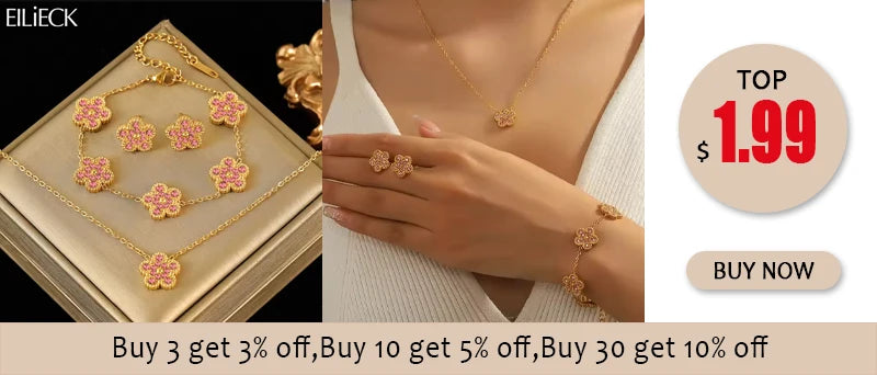 Ensemble collier, bracelets et boucles d'oreilles EILIECK en acier inoxydable 316L, motif cœur et plaqué or 18 carats, style tendance et étanche.