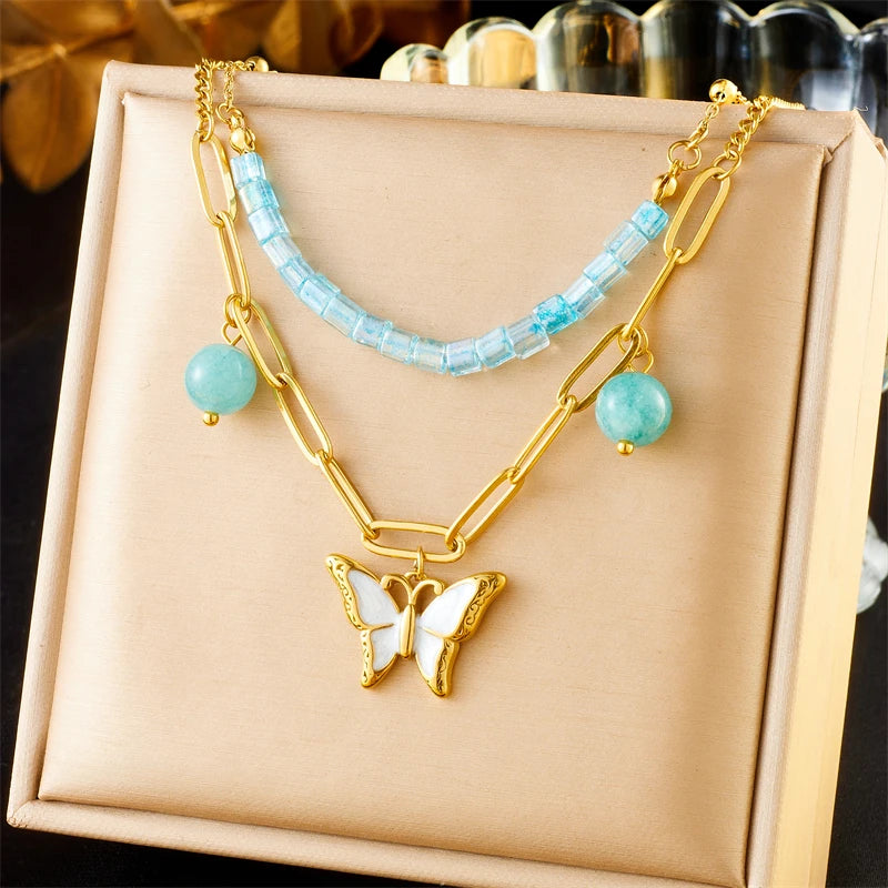 Collier DIEYURO en acier inoxydable 316L, Arbre de Vie, Fleur de Perle et Cristal, Nouveau Bijou Tendance pour Femme, Idée Cadeau de Noël