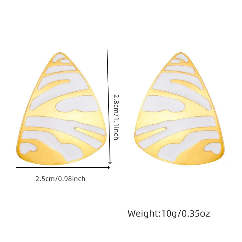 Ensemble collier, boucles d'oreilles et bague DIEYURO en acier inoxydable 316L à rayures blanches de tigre, pour femmes et jeunes filles. Un cadeau idéal pour les fêtes !